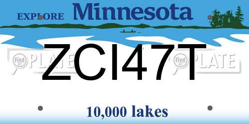 ZCI47T Minnesota License Plate