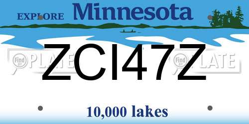 ZCI47Z Minnesota License Plate