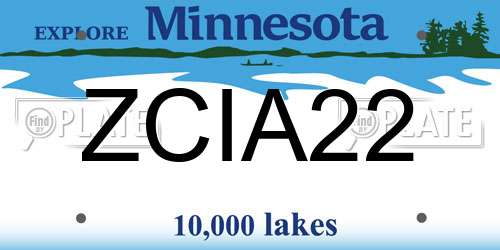 ZCIA22 Minnesota License Plate