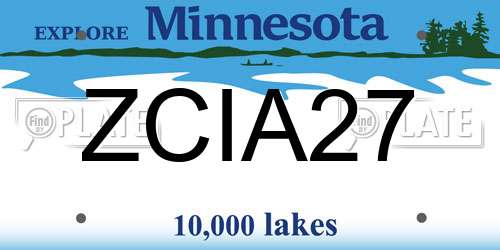 ZCIA27 Minnesota License Plate
