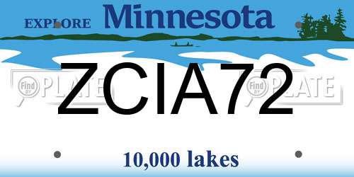 ZCIA72 Minnesota License Plate