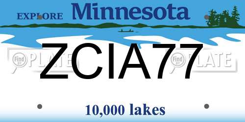ZCIA77 Minnesota License Plate