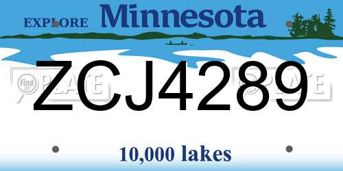 ZCJ4289 Minnesota License Plate