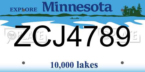ZCJ4789 Minnesota License Plate