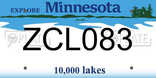 ZCL083 Minnesota License Plate