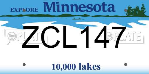 ZCL147 Minnesota License Plate