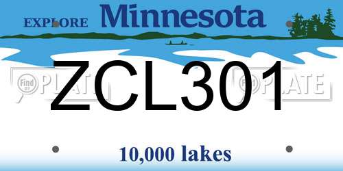 ZCL301 Minnesota License Plate