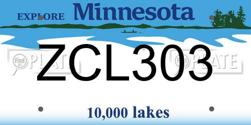 ZCL303 Minnesota License Plate