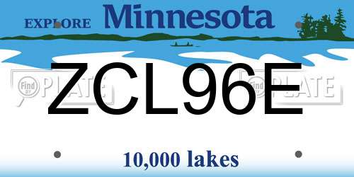 ZCL96E Minnesota License Plate