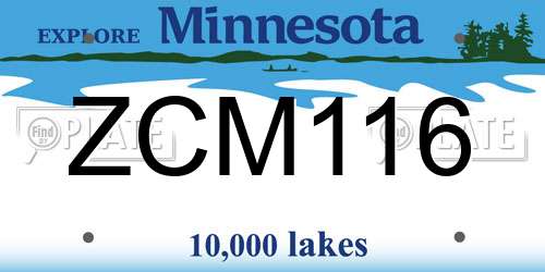 ZCM116 Minnesota License Plate