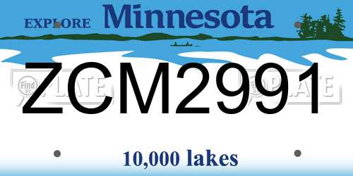 ZCM2991 Minnesota License Plate
