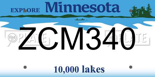 ZCM340 Minnesota License Plate