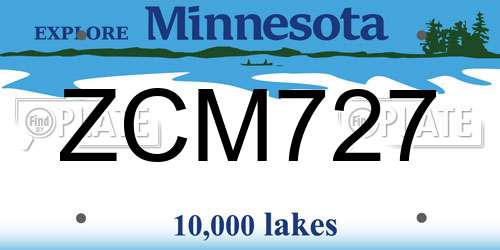 ZCM727 Minnesota License Plate
