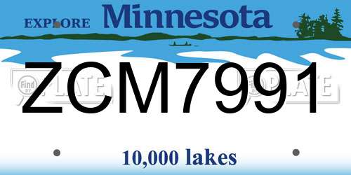ZCM7991 Minnesota License Plate