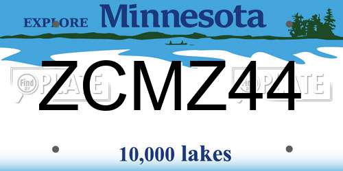 ZCMZ44 Minnesota License Plate