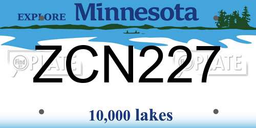 ZCN227 Minnesota License Plate