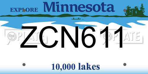 ZCN611 Minnesota License Plate