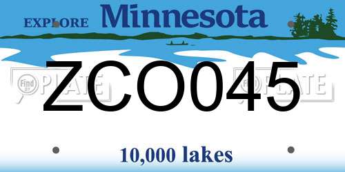 ZCO045 Minnesota License Plate