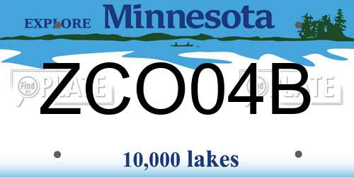 ZCO04B Minnesota License Plate