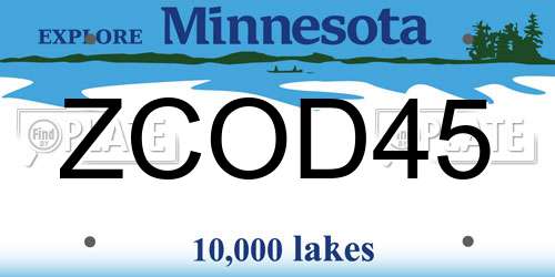 ZCOD45 Minnesota License Plate