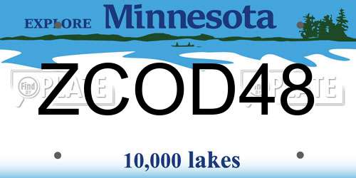 ZCOD48 Minnesota License Plate