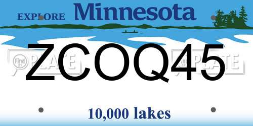 ZCOQ45 Minnesota License Plate