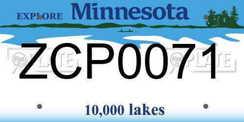 ZCP0071 Minnesota License Plate