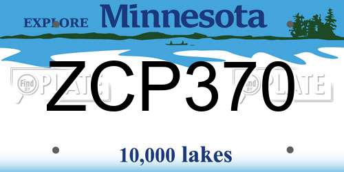 ZCP370 Minnesota License Plate