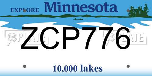 ZCP776 Minnesota License Plate