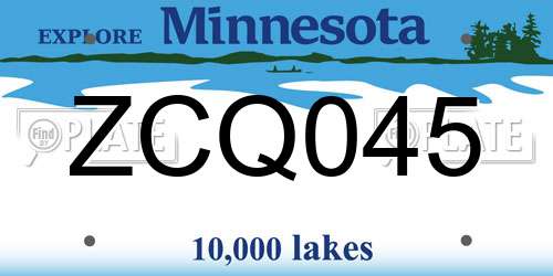 ZCQ045 Minnesota License Plate