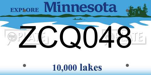 ZCQ048 Minnesota License Plate