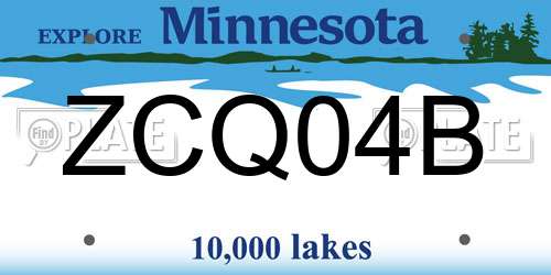 ZCQ04B Minnesota License Plate