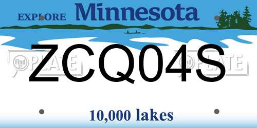 ZCQ04S Minnesota License Plate