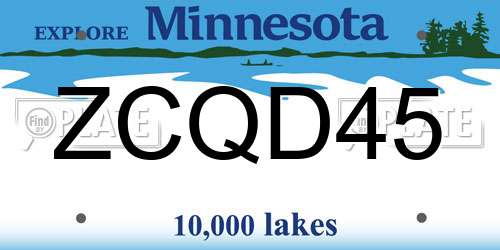 ZCQD45 Minnesota License Plate