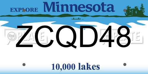 ZCQD48 Minnesota License Plate
