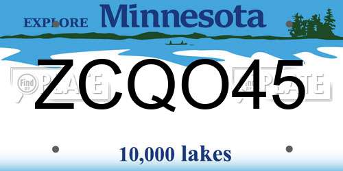 ZCQO45 Minnesota License Plate