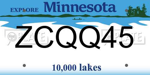 ZCQQ45 Minnesota License Plate