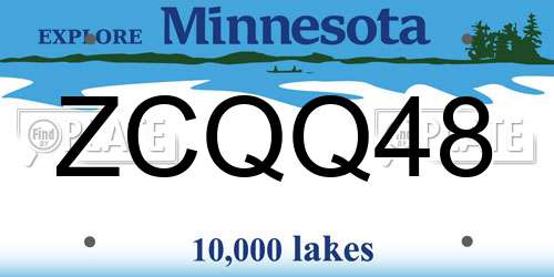 ZCQQ48 Minnesota License Plate