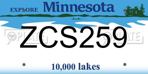 ZCS259 Minnesota License Plate