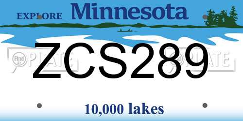 ZCS289 Minnesota License Plate