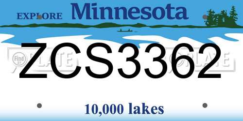 ZCS3362 Minnesota License Plate