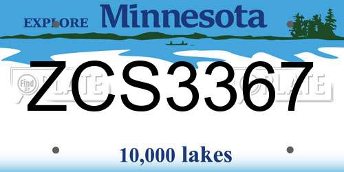 ZCS3367 Minnesota License Plate