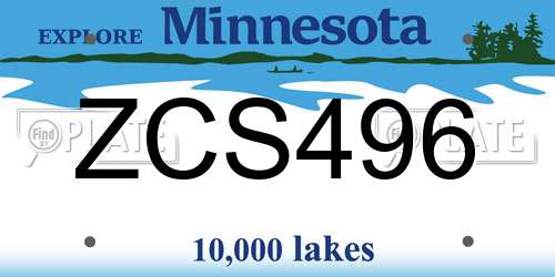ZCS496 Minnesota License Plate