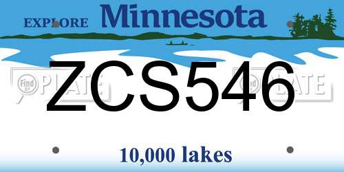 ZCS546 Minnesota License Plate