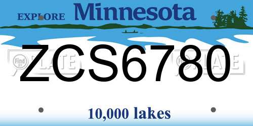 ZCS6780 Minnesota License Plate