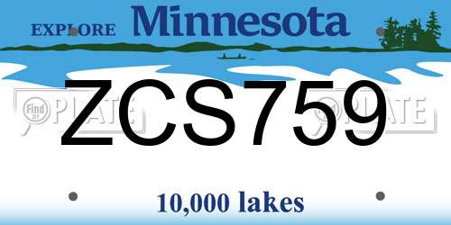 ZCS759 Minnesota License Plate