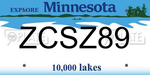 ZCSZ89 Minnesota License Plate