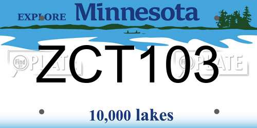 ZCT103 Minnesota License Plate