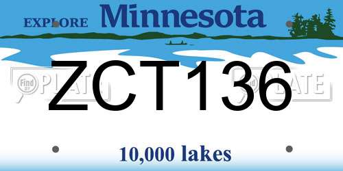 ZCT136 Minnesota License Plate