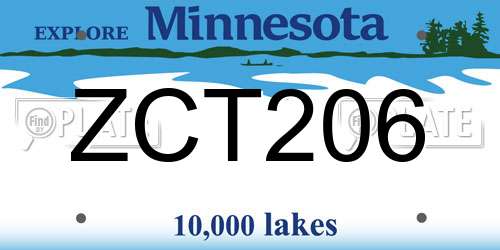 ZCT206 Minnesota License Plate